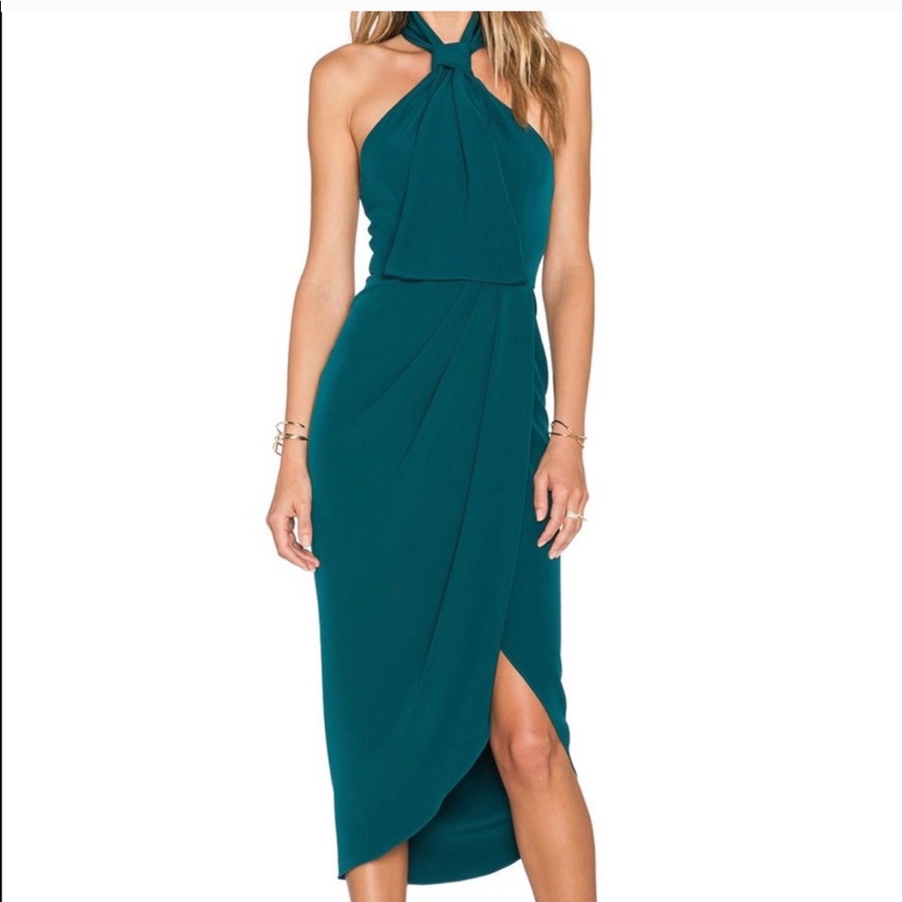 Shona Joy Core Knot Dress Seaweed Green 4 NWT